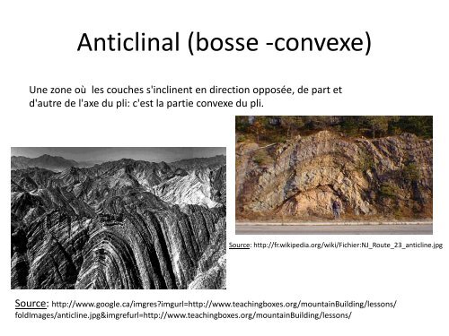 Les formes en structure tabulaire et inclinée