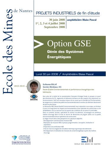 Option GSE - Ecole des mines de Nantes