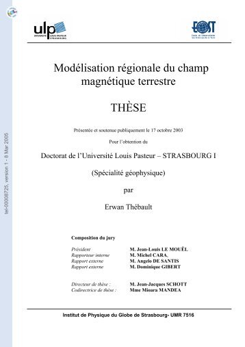 [tel-00008725, v1] Modelisation regionale du champ magnetique ...