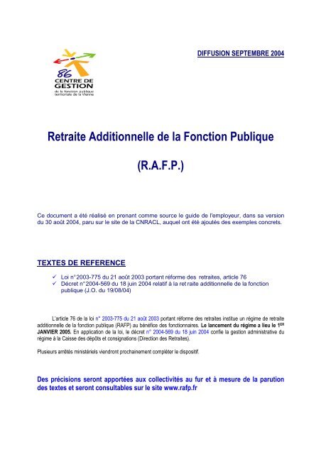 RAFP - Extrait du guide l'employeur - Cdg86.fr