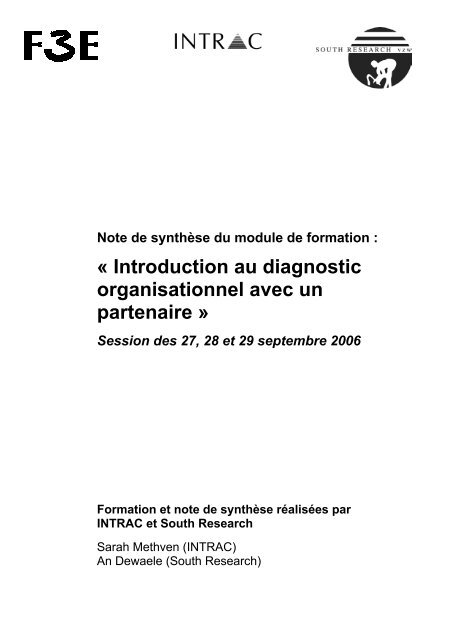 Introduction au diagnostic organisationnel avec un partenaire - F3E