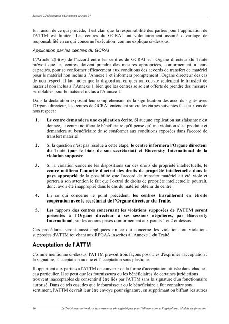 L'Accord type de transfert de matériel (ATTM) - Bioversity International