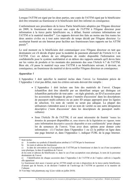 L'Accord type de transfert de matériel (ATTM) - Bioversity International