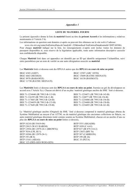 L'Accord type de transfert de matériel (ATTM) - Bioversity International