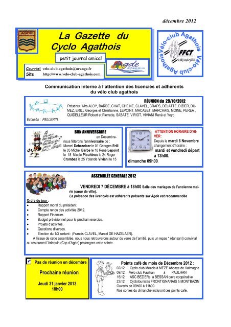 Gazette Decembre 12 Pub Velo Club Agathois Com Gazette Decembre 12 Pub Velo Club Agathois Com