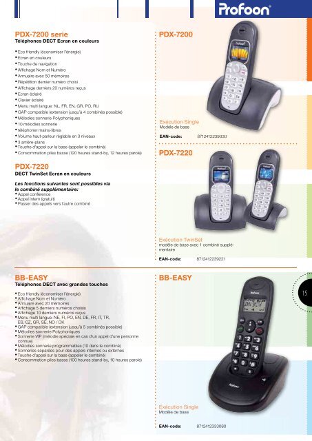 DECT TÉLÉPHONES TÉLÉPHONIE PORTO- PHONES - Profoon