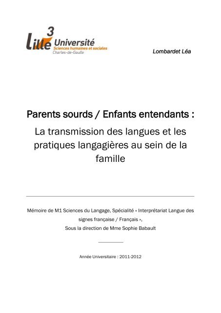 Parents sourds / Enfants entendants - Savoirs Textes Langage
