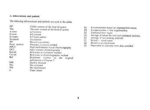 the carotenoid content of foods with special reference