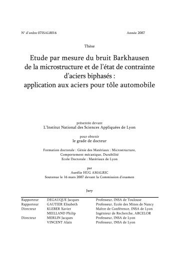 Etude par mesure du bruit Barkhausen de la microstructure et de l ...