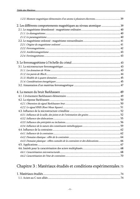 Etude par mesure du bruit Barkhausen de la microstructure et de l ...