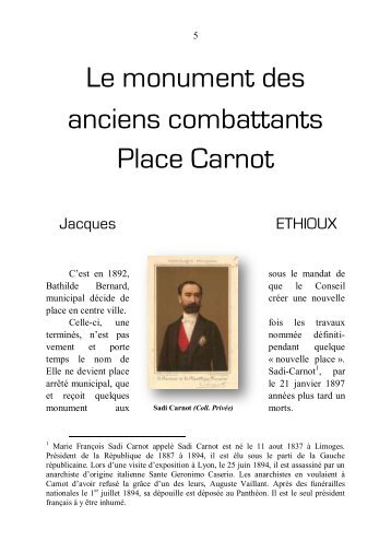 Le monument des anciens combattants Place Carnot