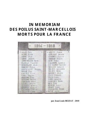 In Memoriam des Poilus Saint Marcellois morts pour la France