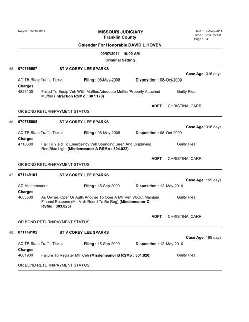 MISSOURI JUDICIARY Franklin County Calendar ... - TownNews.com