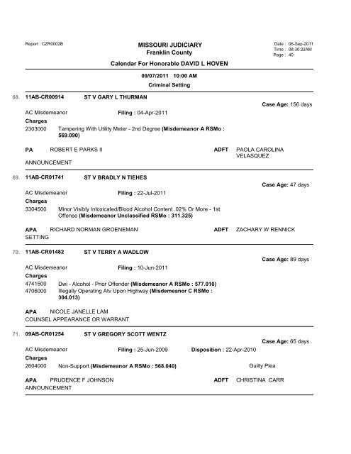 MISSOURI JUDICIARY Franklin County Calendar ... - TownNews.com