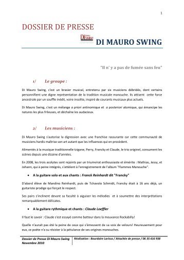 dossier de presse di mauro swing - page attente Dimauroswing