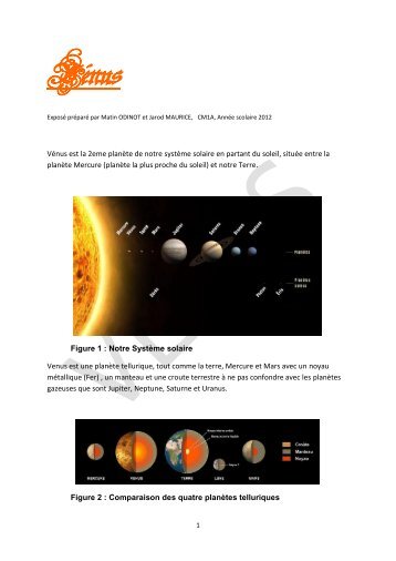 Vénus est la 2eme planète de notre système solaire en partant du ...