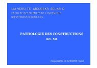 PATHOLOGIE DES CONSTRUCTIONS