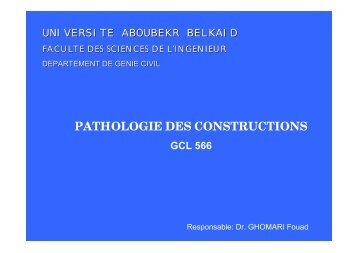 PATHOLOGIE DES CONSTRUCTIONS