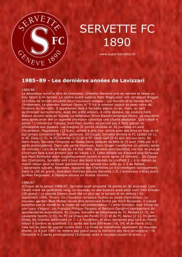 Les dernières années de Lavizzari - Super Servette