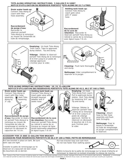 tote-along operating instructions: 5 gallon p/n 10887… - Barker Mfg