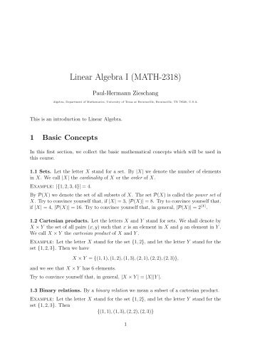 Linear Algebra I (MATH-2318) - blue