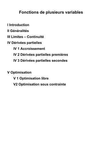 061008 Trans Fonctions de plusieurs variables - Free