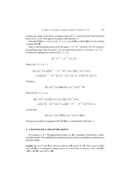 Sylow theory for table algebras, fusion rule algebras, and ... - blue