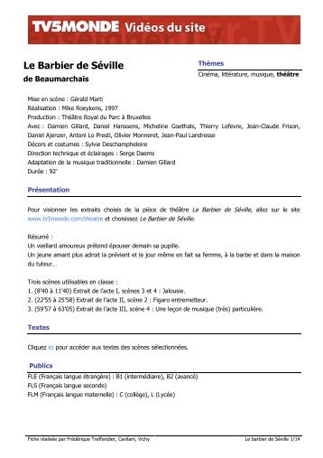 "Le Barbier de Séville" (pdf) - TV5 Monde