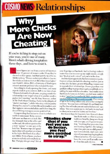 Cosmopolitan "Why More Chicks Are Now Cheating" (February 2009