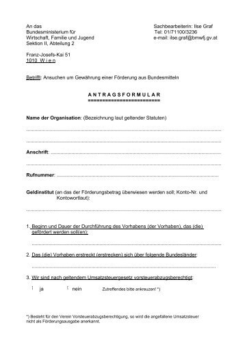 Antragsformular und Bewilligungsbedingungen - BMWA