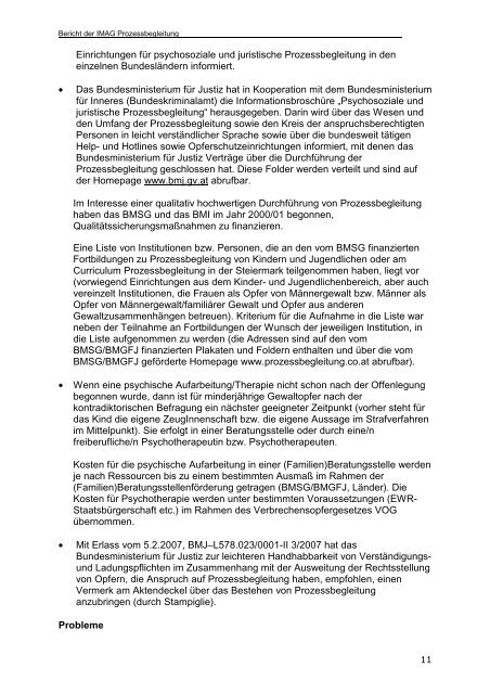 IMAG - Bericht der Arbeitsgruppe Prozessbegleitung 2007 - BMWA