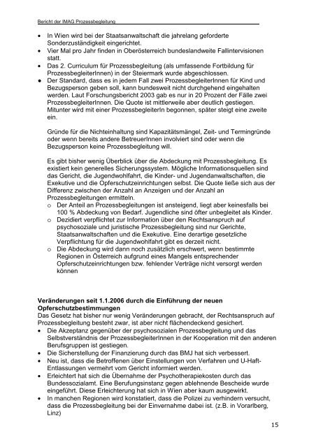 IMAG - Bericht der Arbeitsgruppe Prozessbegleitung 2007 - BMWA