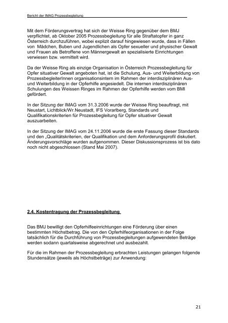 IMAG - Bericht der Arbeitsgruppe Prozessbegleitung 2007 - BMWA