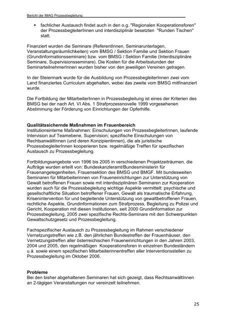 IMAG - Bericht der Arbeitsgruppe Prozessbegleitung 2007 - BMWA