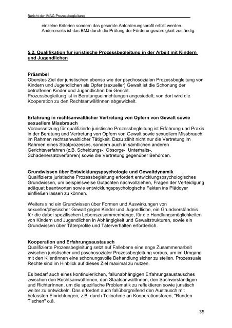 IMAG - Bericht der Arbeitsgruppe Prozessbegleitung 2007 - BMWA