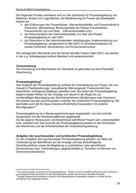 IMAG - Bericht der Arbeitsgruppe Prozessbegleitung 2007 - BMWA