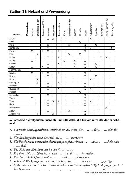 Arbeitsmaterialien zum Berufswahlpass - Berufliche Orientierung ...