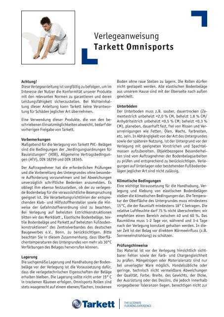 Verlegung Omnisports - Tarkett