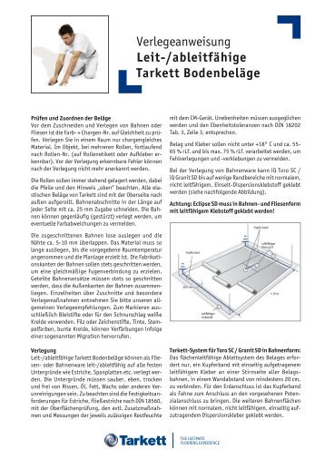 Verlegeanweisung Leit-/ableitfähige Tarkett Bodenbeläge