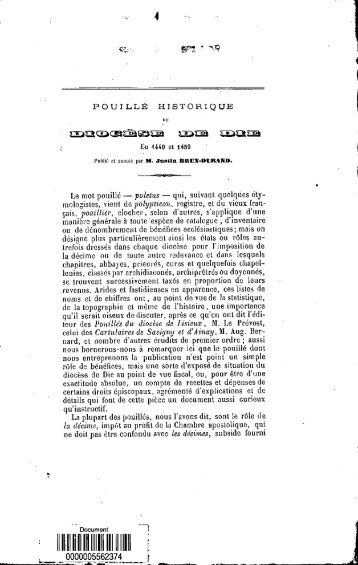 Pouille historique du diocese de Die en 1449 et 1450