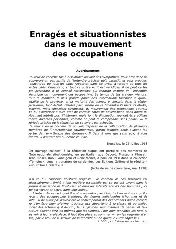 Enrages et situationnistes dans le mouvement des ... - L'autre