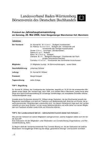 Protokoll der Jahreshauptversammlung