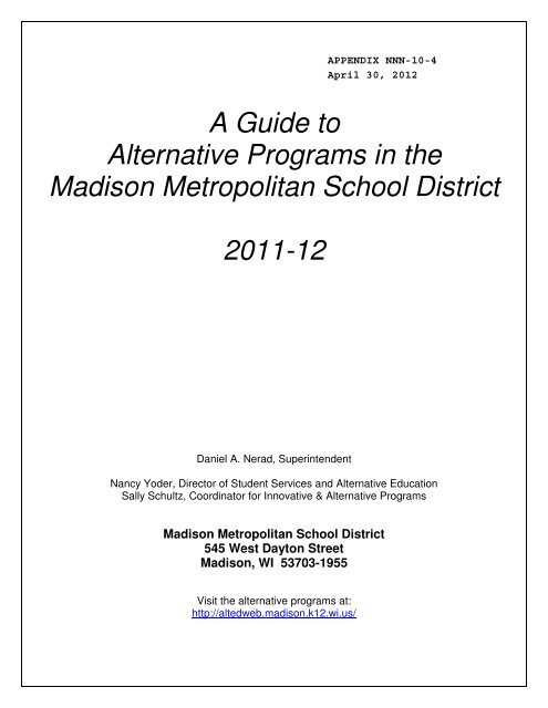 Appendix NNN-10-4 - Board of Education - Madison Metropolitan ...