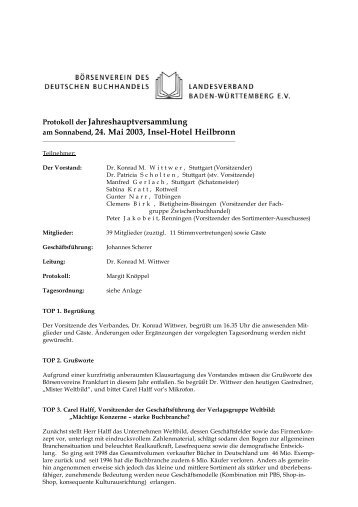 Protokoll der Jahreshauptversammlung am Sonnabend, 24. Mai ...