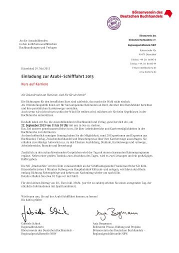 Einladung und Anmeldung Azubi-Schifffahrt 2013 - Börsenverein ...