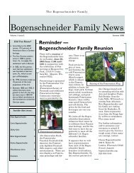 Bogenschneider Family News, Vol. 1, No. 2. Summer 2008