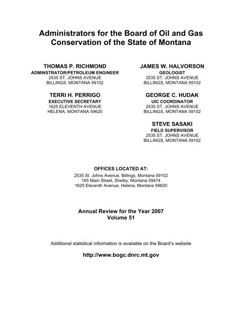 Oil and Gas Conservation Division - Montana Board of Oil and Gas