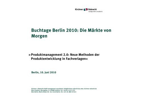 Neue Methoden der Produktentwicklung in den Fachverlagen