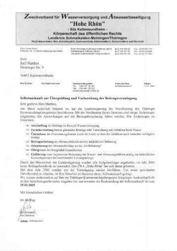 Beispiel einer Aufforderung zur Selbstauskunft im WVS ... - Diedorf