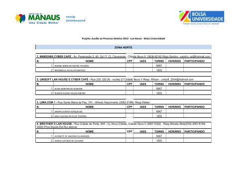 Lan House - Bolsa Universidade